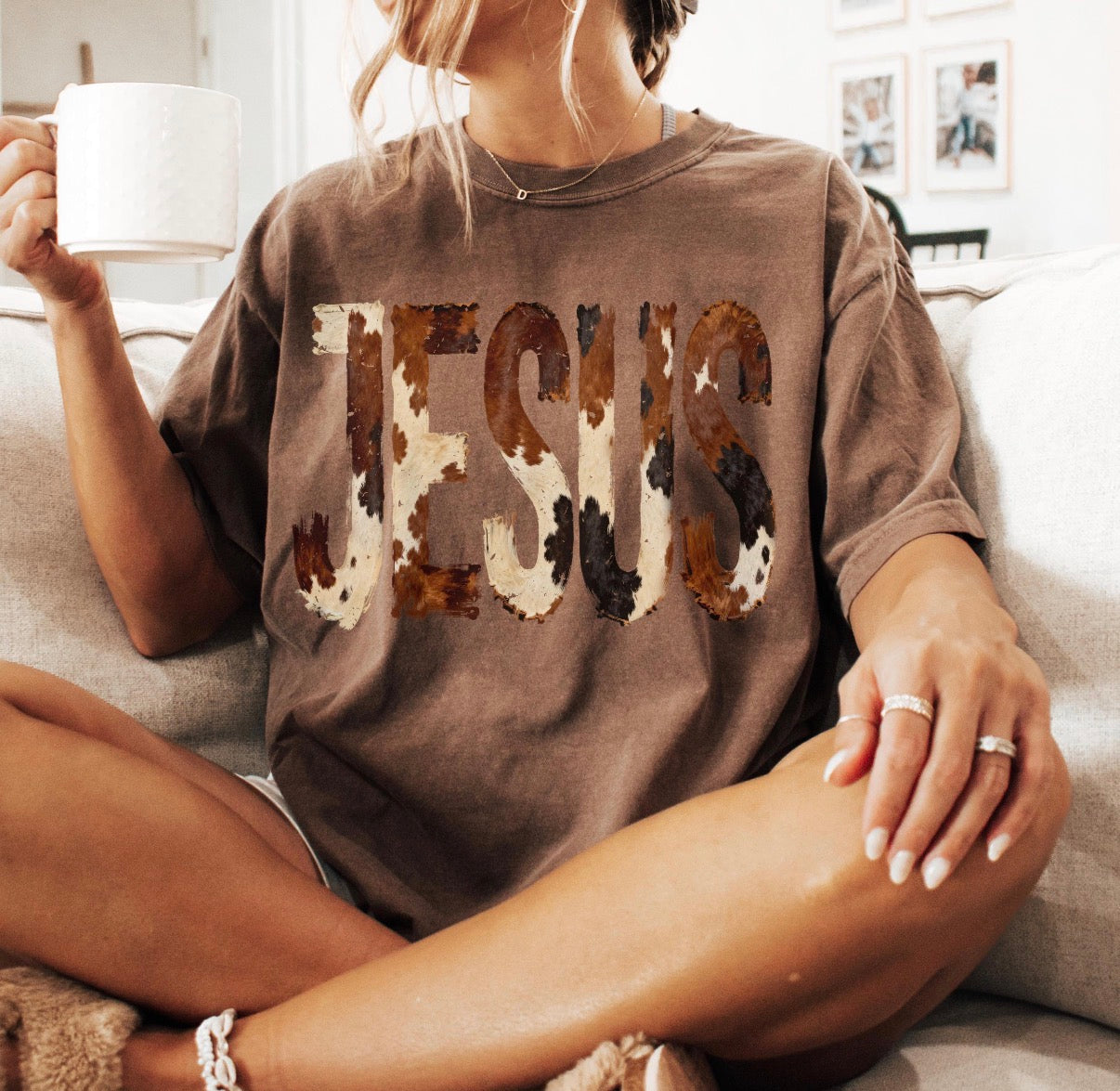 Cow print Jesus T-shirt