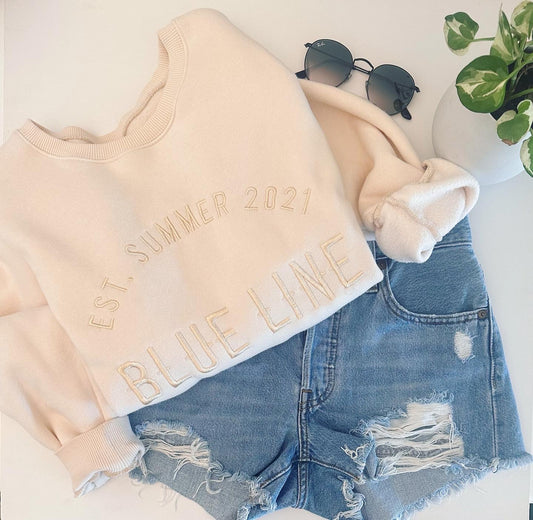Embroidered Blue Line Sweatshirt