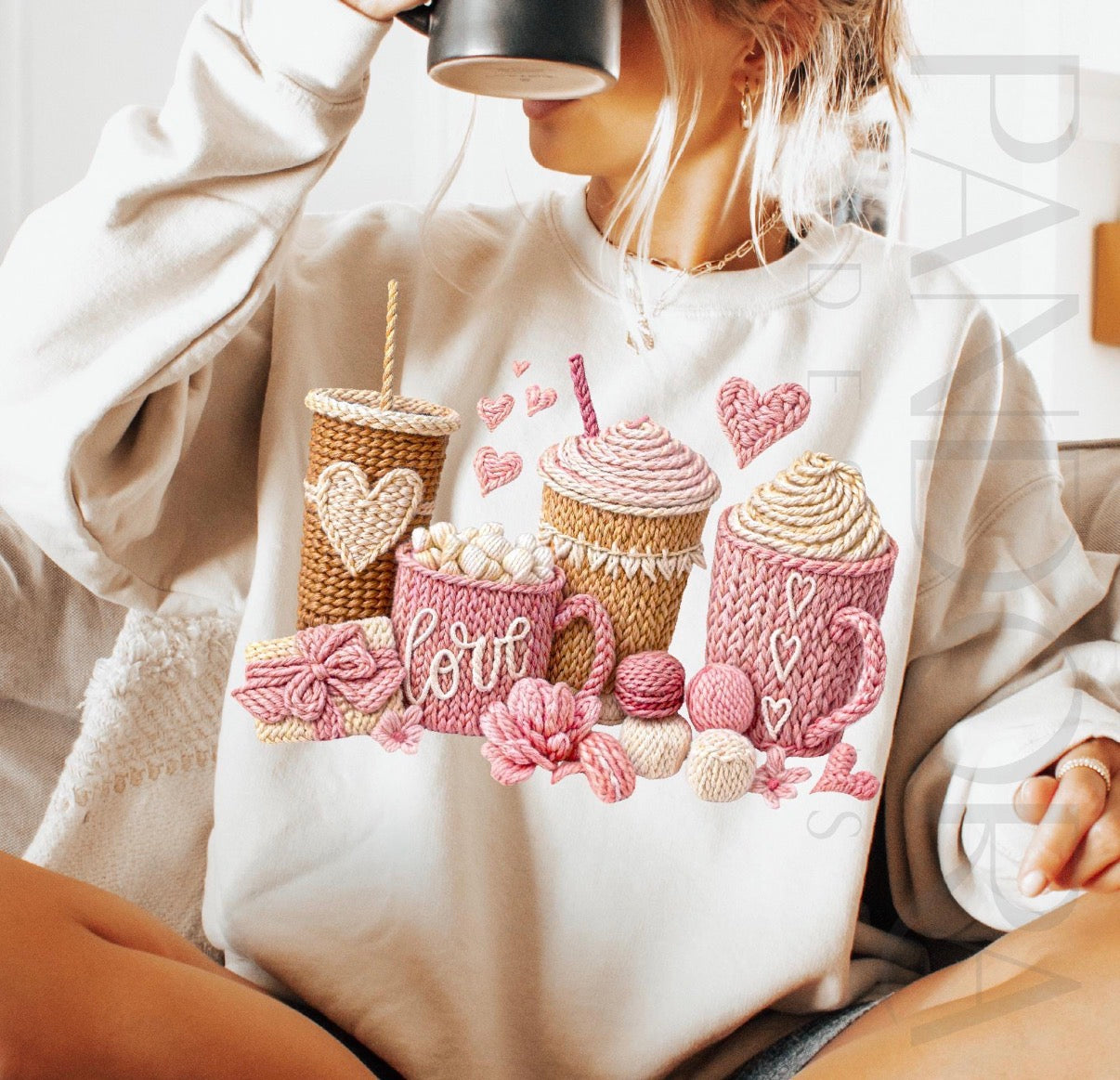 Printed crochet coffee lover ๐
