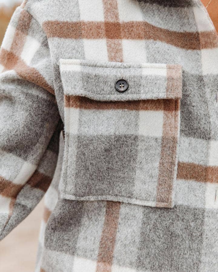 Women's Plaid Button Flannel Shirt Jacket (preorder)
