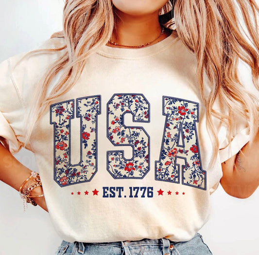 Floral USA t-shirt & pullover
