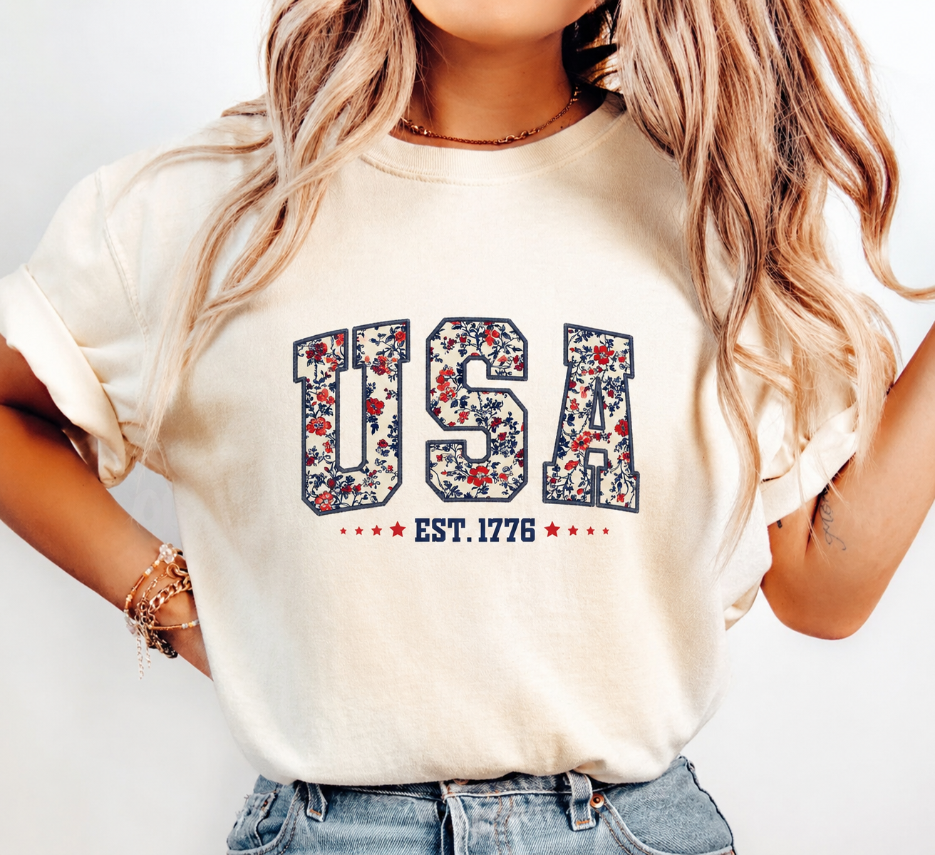 Floral USA t-shirt & pullover