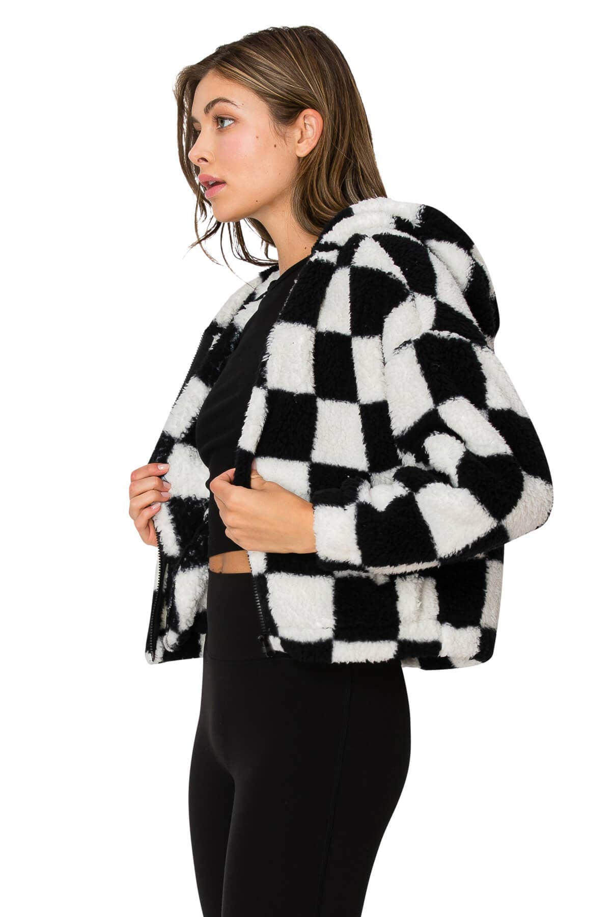 Checker board Sherpa jacket