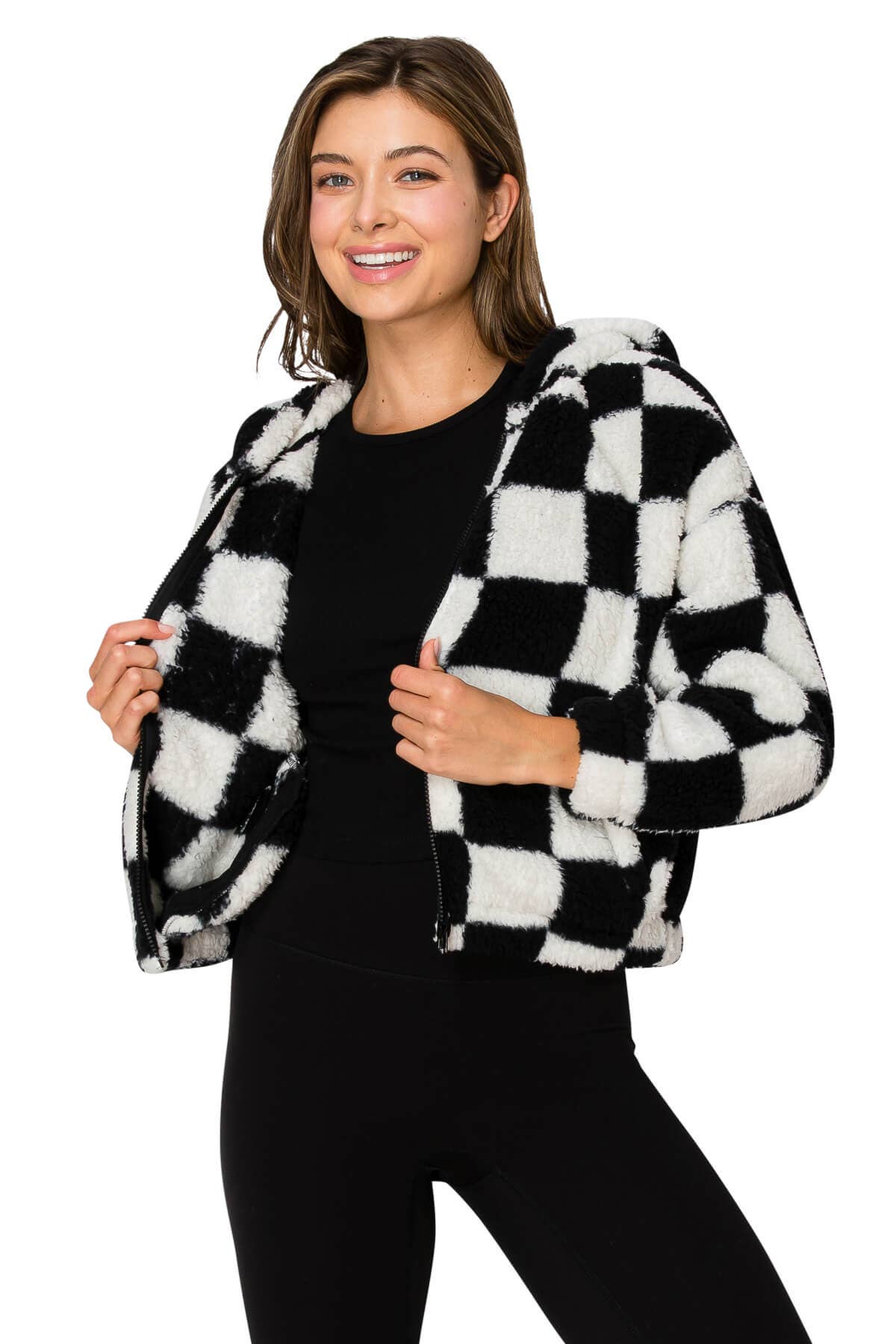 Checker board Sherpa jacket