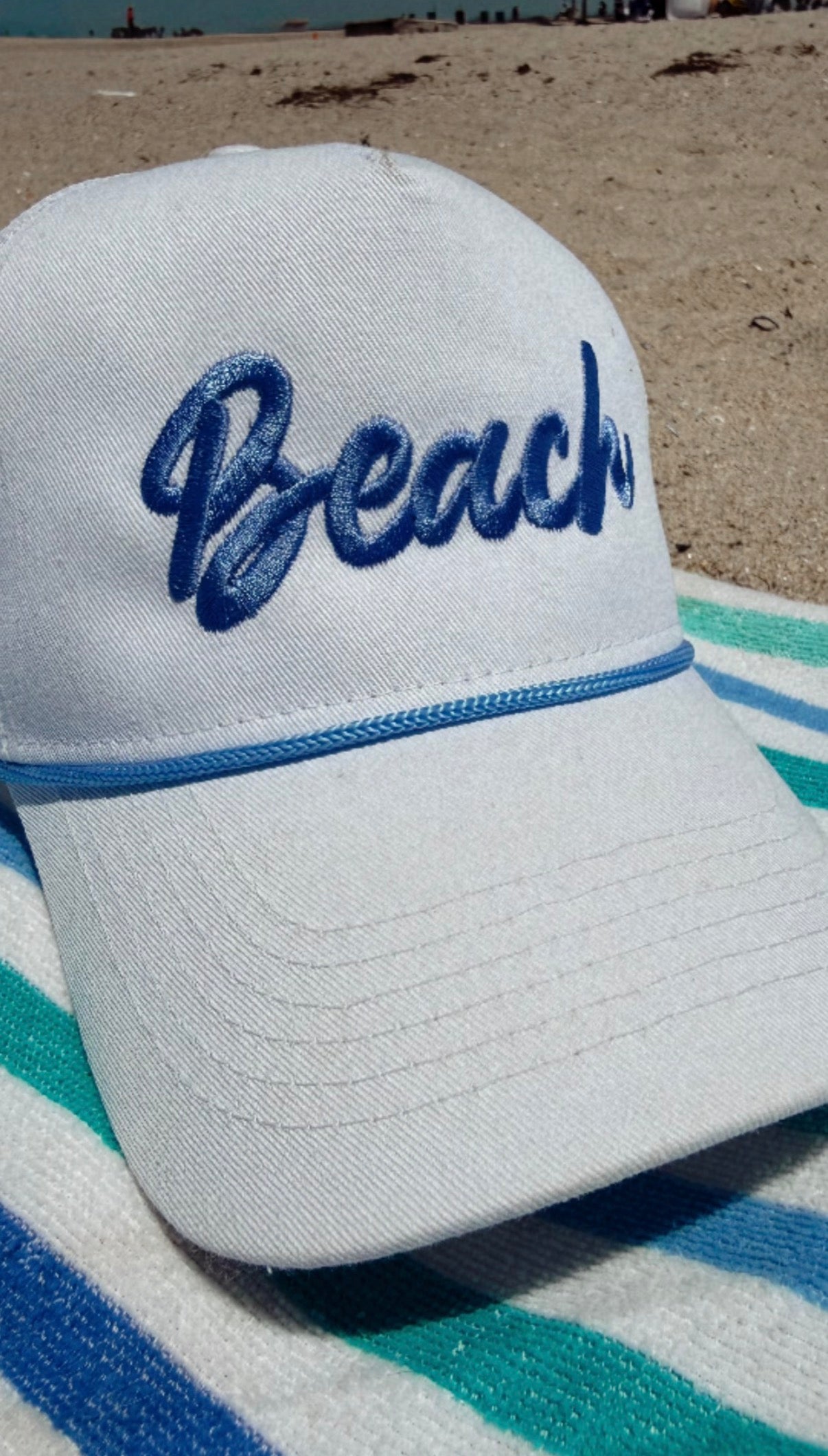 Beach embroidered trucker cap