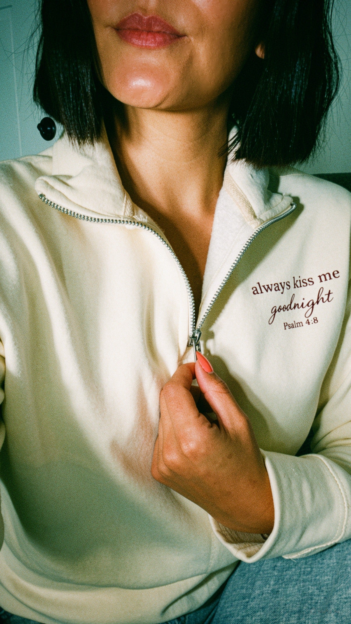 Always kiss me goodnight 1/2 zip fleece