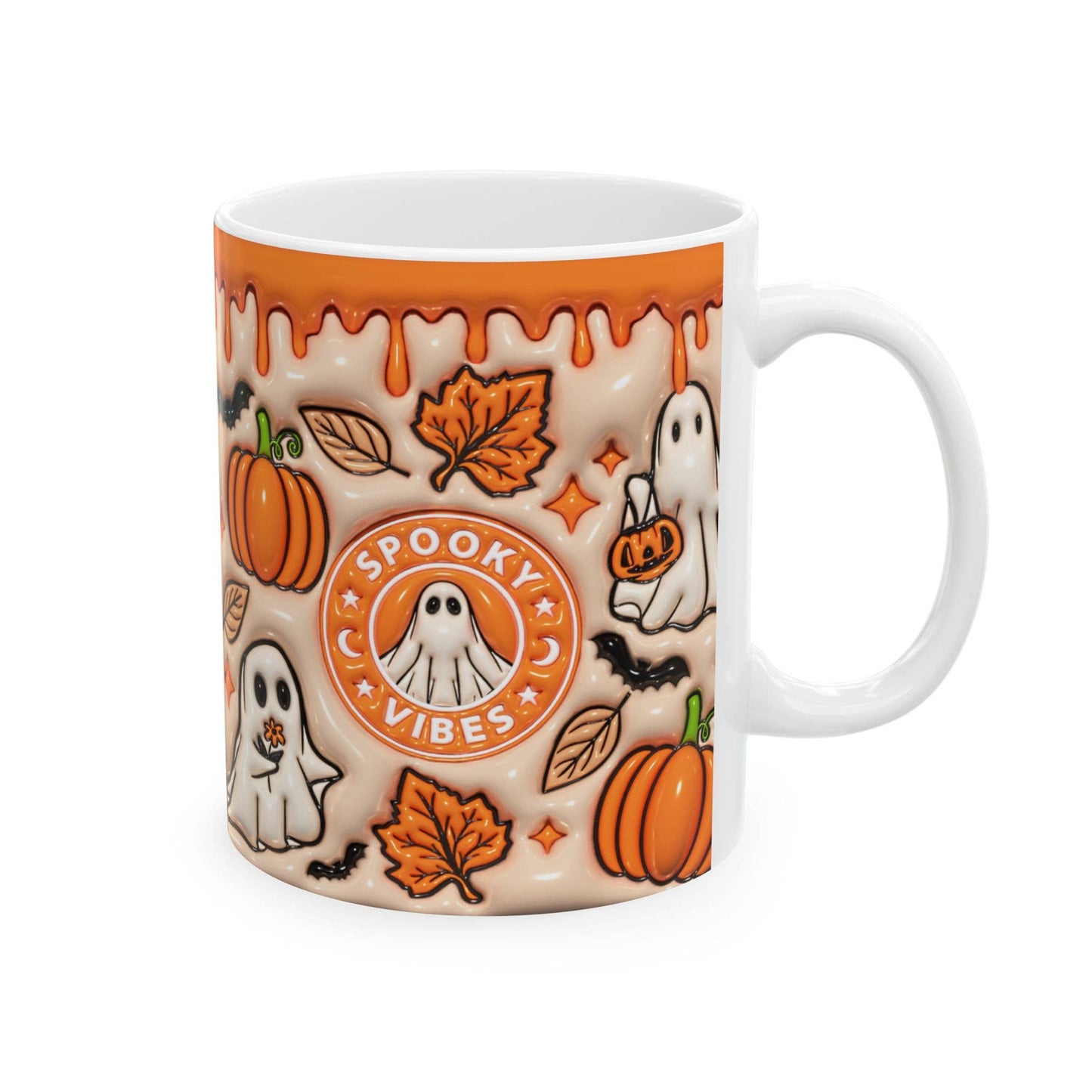 Spooky Ghost Vibes Mug, printed Halloween design